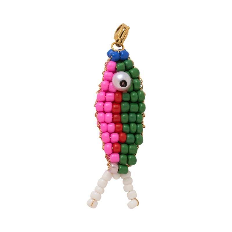 Fish Pedant Key Holder with Lobster Claws Clip Colorful Beaded Fish Shape Keychain For Adults Birthday Christmas Gift