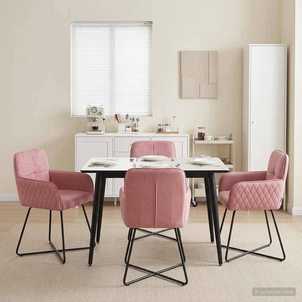 Dining Chairs 4 Pcs Velvet Pink 59 X 56.5 X 86 Cm