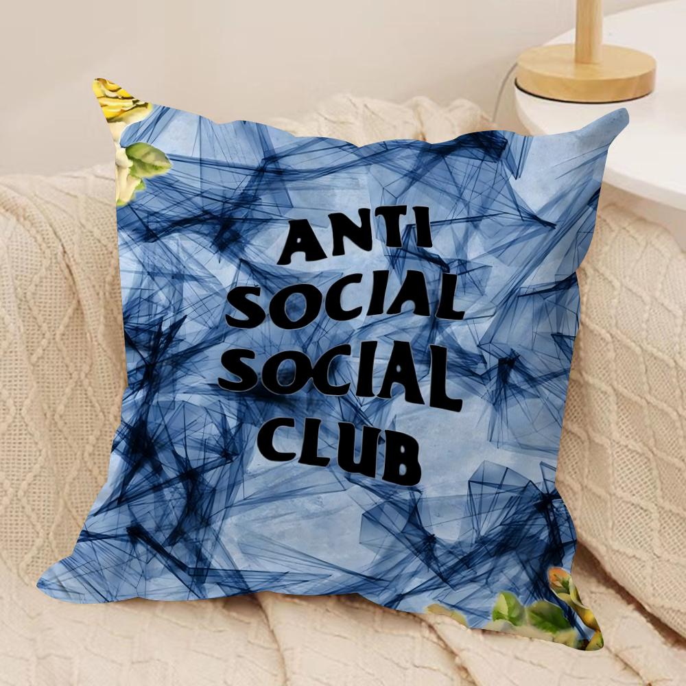 AAnti Social Social Club Cushion Cover Soft Plush Fabric DoubleSided Printed Sofa Cushion Cover for All Seasons Home DecorGift