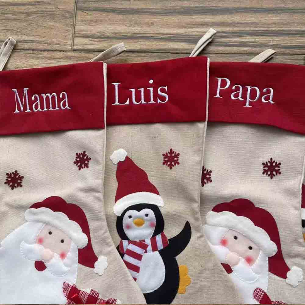 Customized Large Christmas Stocking Santa Snowman Candy Gift Socks Tree Ornament Decorations for Family Holiday Xmas Party Decor
