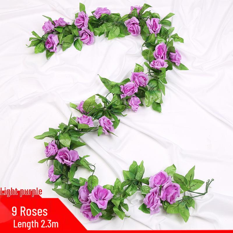 Artificial Rose Vine Ceiling Decor with Rattan for Living Room and AC Pipe Cover