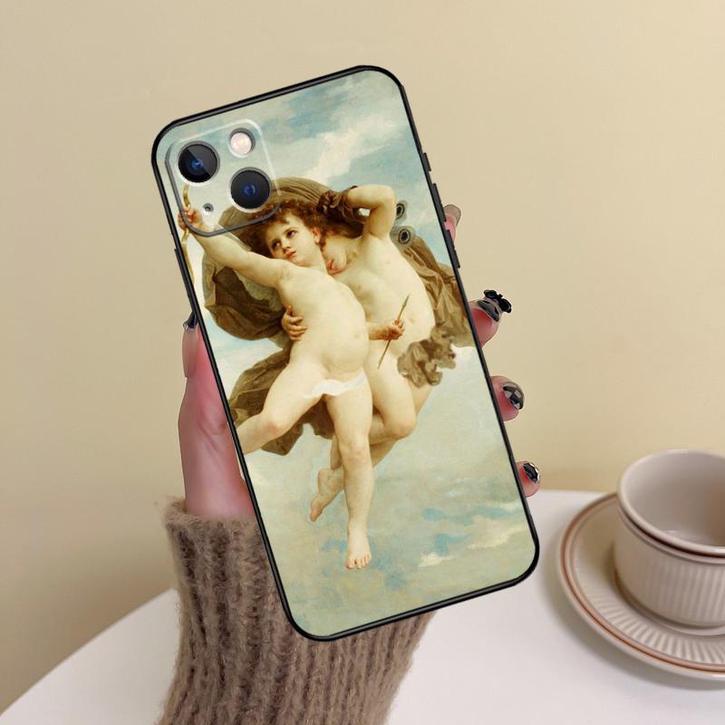 Engel Amor Kunst Malerei Handyhülle Für iPhone 16 Pro Max 14 13 12 11 15 17 Pro Max mini Plus 16e 17 Air Cover Funda