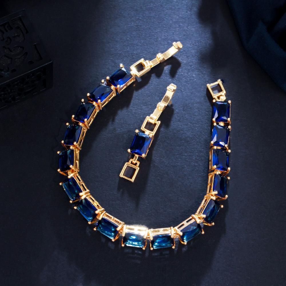 Celebrity Personality Square Full Diamond Aaa Zircon Electroplated Gold Bracelet Women'S Jewelry