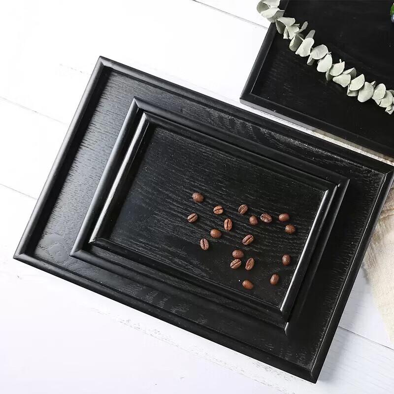 Huihuang Japanese Style Black Wooden Round Serving Tray