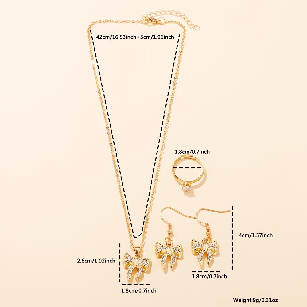 Women's Fashionable Four-piece Set of Necklace, Earrings, and Ring Is Perfect for Engagements, Weddings, Anniversaries, and Suitable for All Seasons