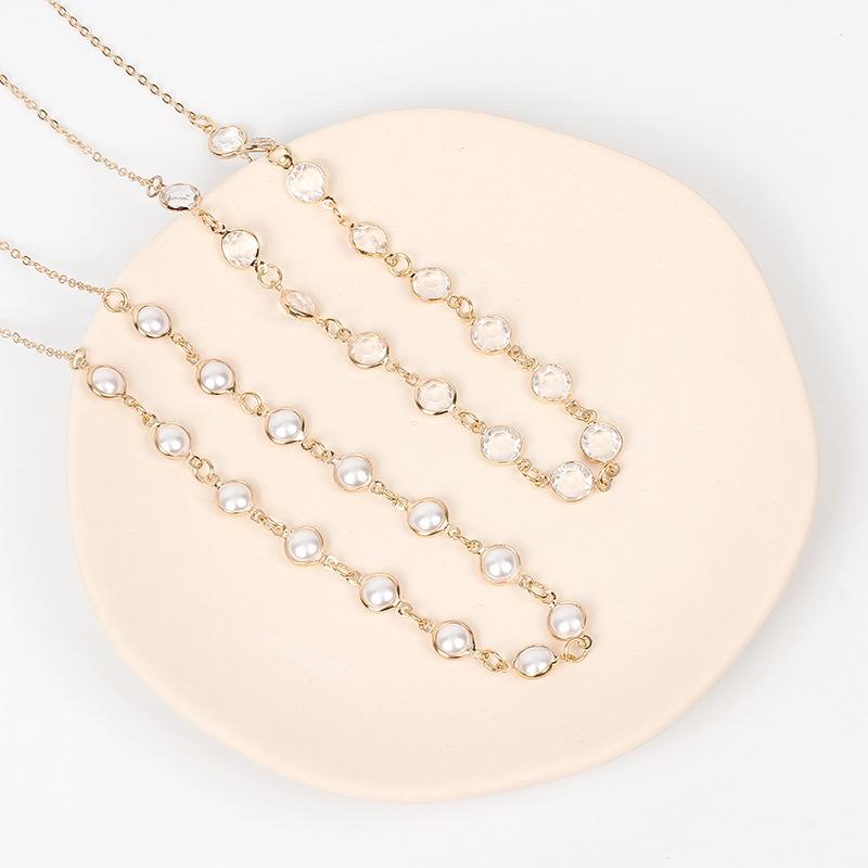 Creative Pearl Metal Choker Necklace for Women, Elegant Short Metal Chain Clavicle Chain
