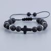 Adjustable Multi-Color Volcanic Stone Cross Beaded Bracelet