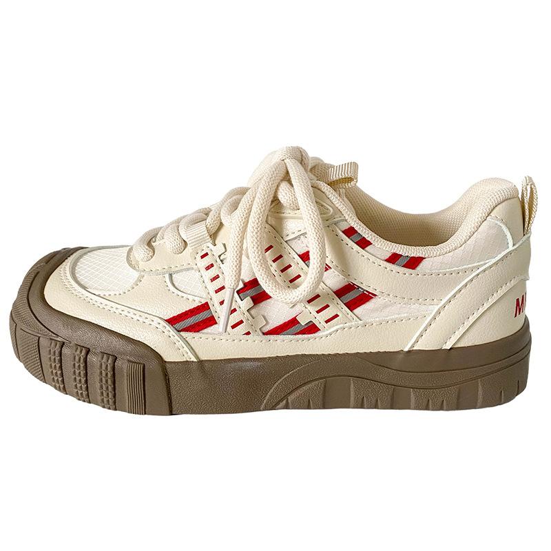 

BE-6833 latex insole/platform white shoes women s shoes ugly cute 2025 spring new niche board shoes casual shoes 40 бежевий