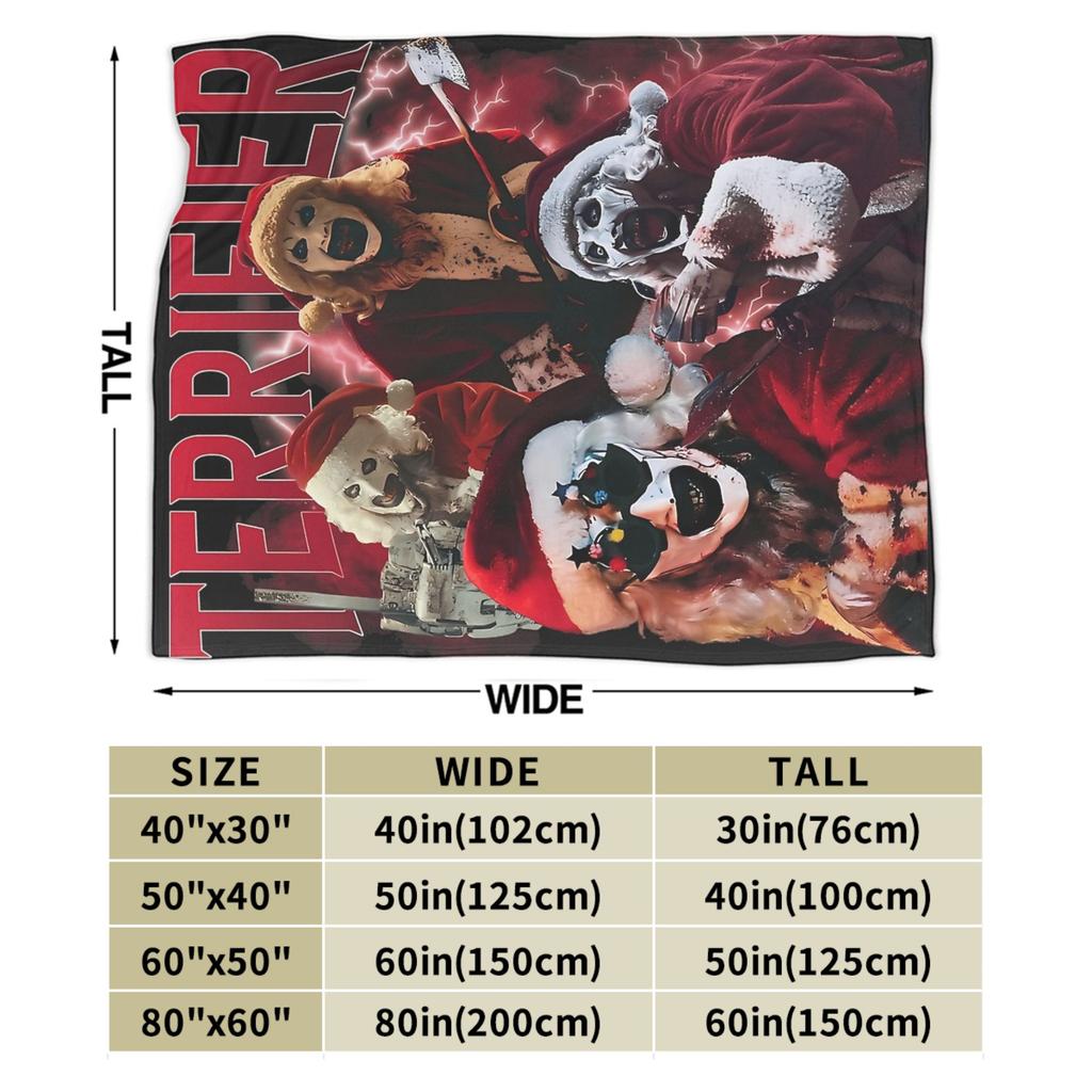 Art The Clowns Terrifier Christmas Blanket Velvet Printed Portable Warm Throw Blankets for Sofa Travel Bedspread