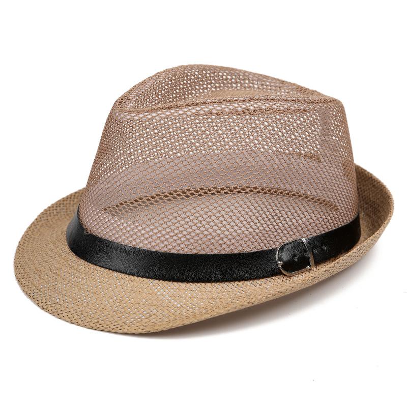 Summer hat men's top hat sunscreen breathable sunshade straw hat cool hat grandpa outdoor mesh hat