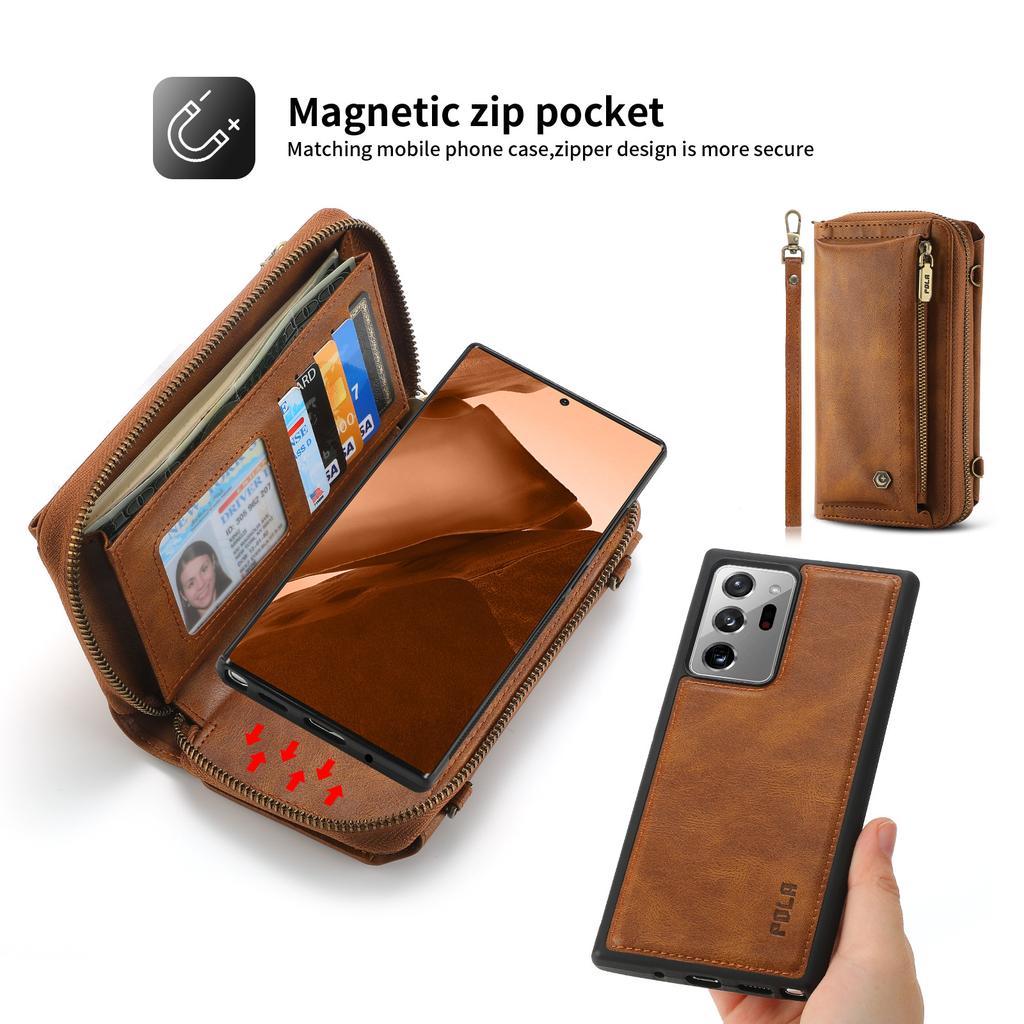 Suitable for Samsung S22 mobile phone leather case Note20 multi-function zipper wallet protective case, retro oblique span bag
