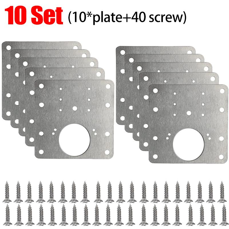 Stainless Steel Cabinet Door Hinge Repair Plate Cabinet Door Hinges Mounting Plate Kit with Screw Furniture Hardware Tools