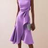 Women's Crew Neck Sleeveless Tie Waist Midi Dress A Line Elegant Casual Dress