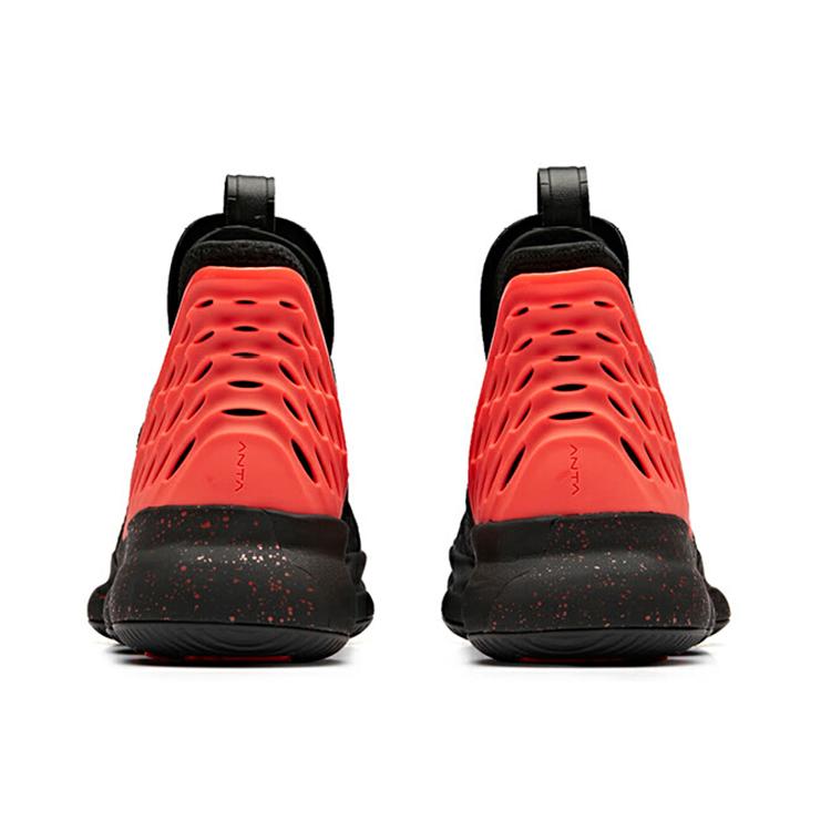 New ANTA Basketball Shoes Men Low Top Black/Neon Bright Dark Red 91931180-3