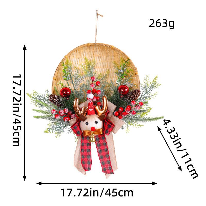 

Бамбуковая корзина Рождественский венок Милый Санта Декоративный венок Подвеска для улицы Подвеска на дверь патио