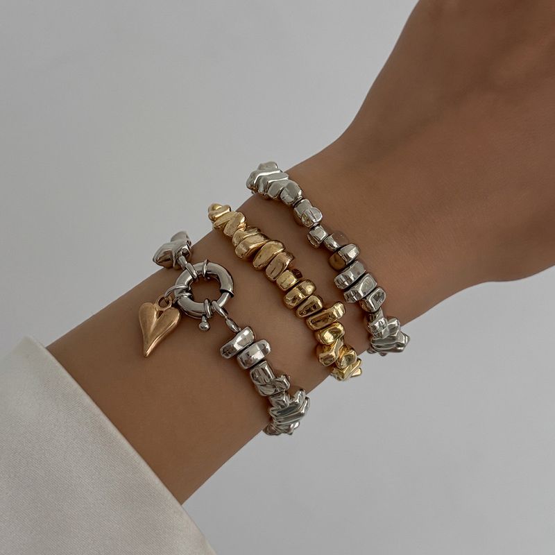 3-Piece Set of Heart-Shaped Ccb Bracelet Set, European and American Trendy Fashion, Unique Design, Niche Internet Celebrity Ins Jewelry
