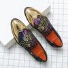 Luxury Fashion Printed Embroidery Suede Flats Shoes British Style Oxfords Man Party Wedding Dress Formal Prom Loafers Footwear