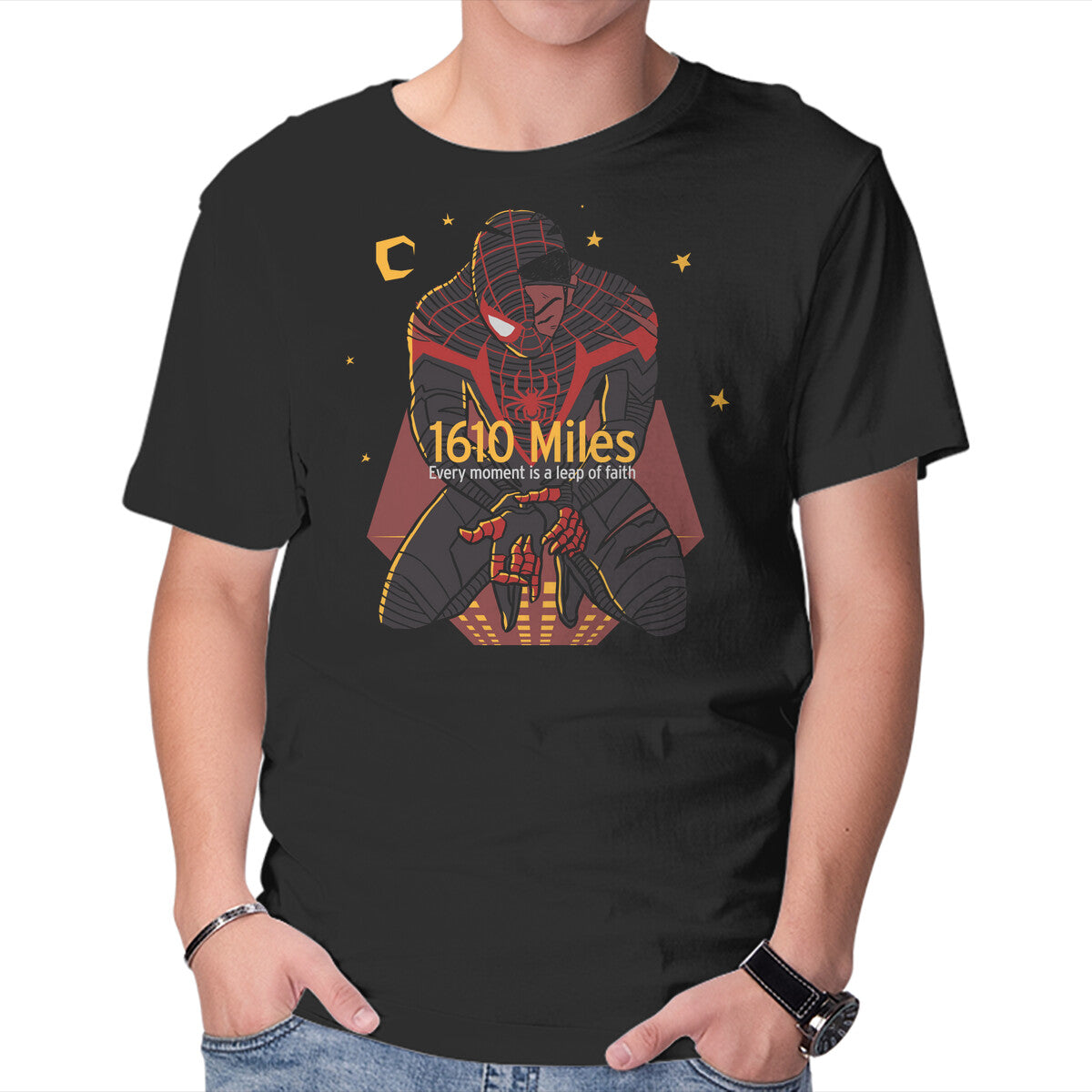 Unisex Crew Neck T-Shirt 1610 Miles Graphic Short Sleeve Casual Tee XS