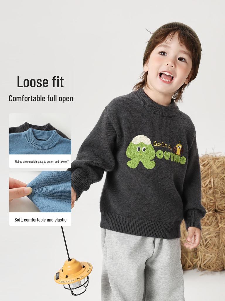 Right European Boys' Crew Neck Pullover Knitwear for Autumn/Winter 2025 - New Toddler and Children's Clothing Tops
