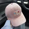 Suede small flower embroidery baseball cap for men and women couples big head circumference versatile fashion cap showing small face