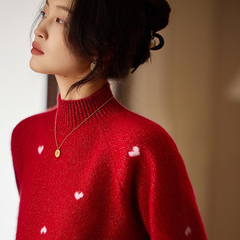 

Женский кашемировый свитер Qinghe кашемир 30% кашемир 70% шерсть осенне-зимний пуловер теплый и модный XXL красный