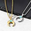 Vintage Moon Necklace for Men,Healing Natural Stone Stainless Steel Pendant Necklace,Stylish Christmas Jewelry Gift