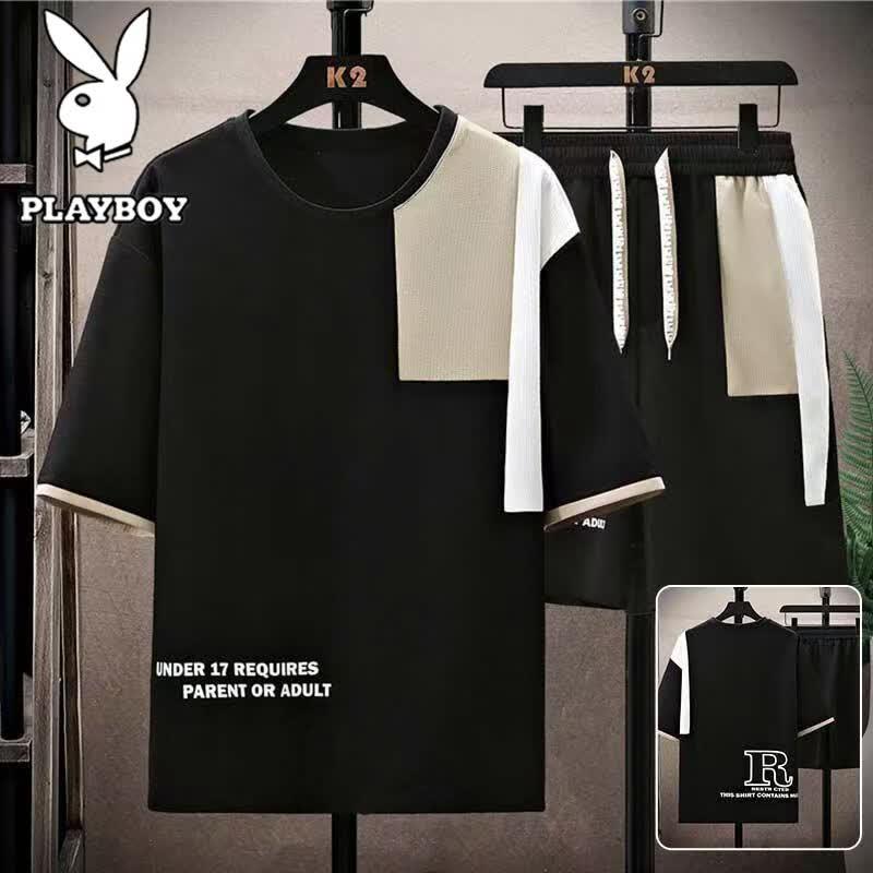 PLAYBOY Men's Summer Casual Top & Shorts Set