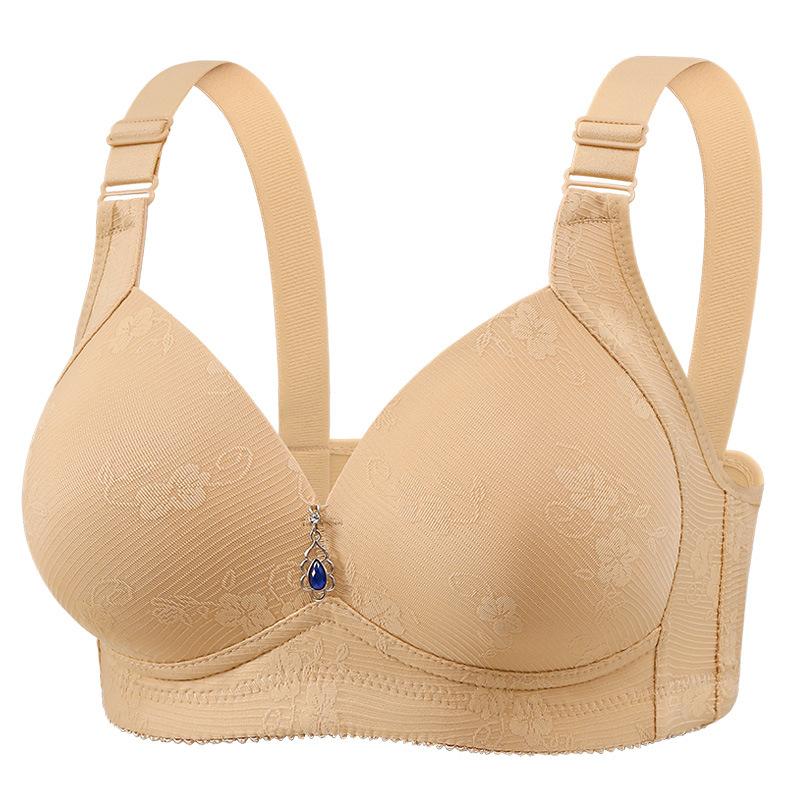 High-grade anti-sagging large size thin underwear women gather fat mothers in the elderly without steel ring bra
