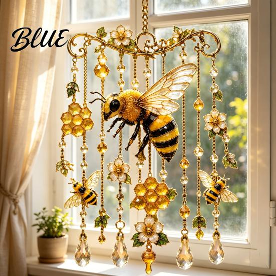 Accessoires de Jardin Carillon à Vent Colibri Carillons pour l'Extérieur Vitrail & Cristal Capteur de Soleil Cadeaux Amateurs d'Oiseaux Femme Carillon à Vent Coloré