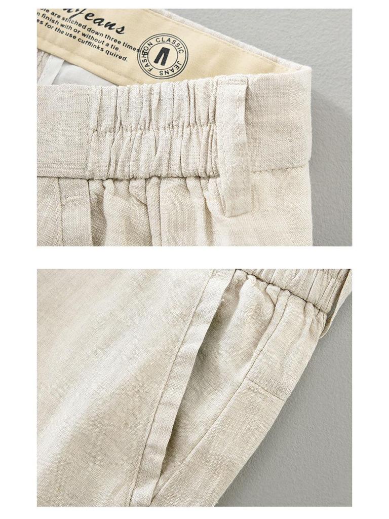 1333 Summer Breathable Japanese-Style Men’s Pure Linen Tapered Pants, Casual Nine-Point Trousers