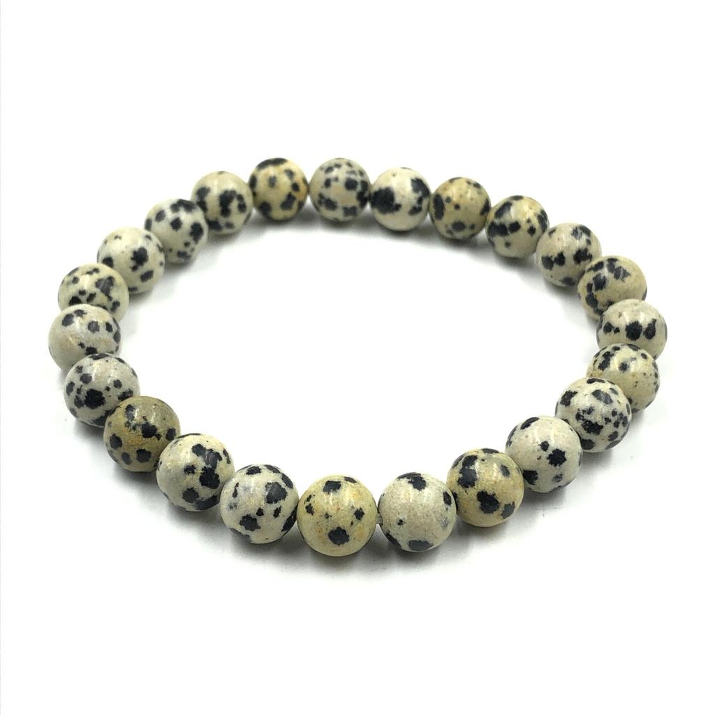 8mm Natural Dalmatian Jasper Gemstone Beads  Bracelet, Handmade Unisex Bracelet, Stretch Bracelet, Unisex Beads Jewelry For Gift RBB-1