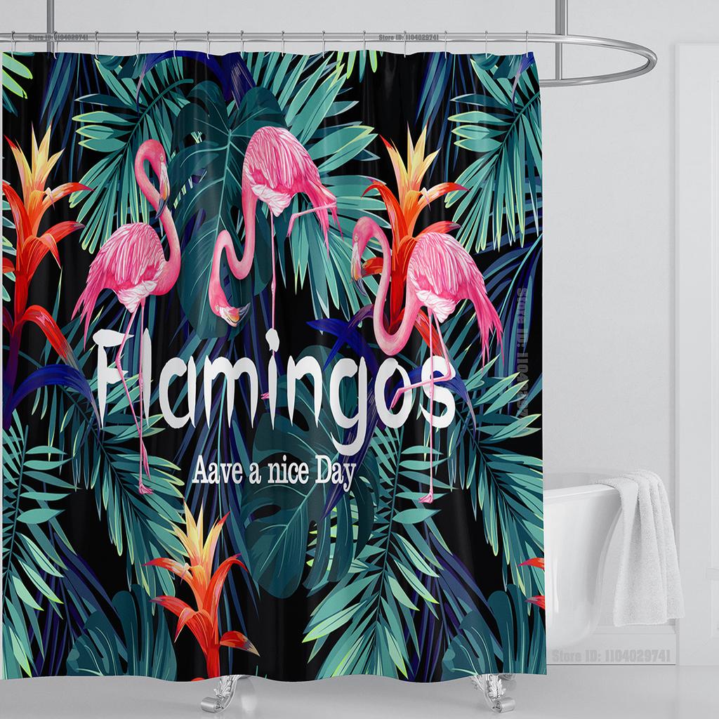 Plant Floral Shower Curtain Waterproof Shower Curtain Polyester Fabric 3D Printed Curtain Bathroom Decoration With Hooks