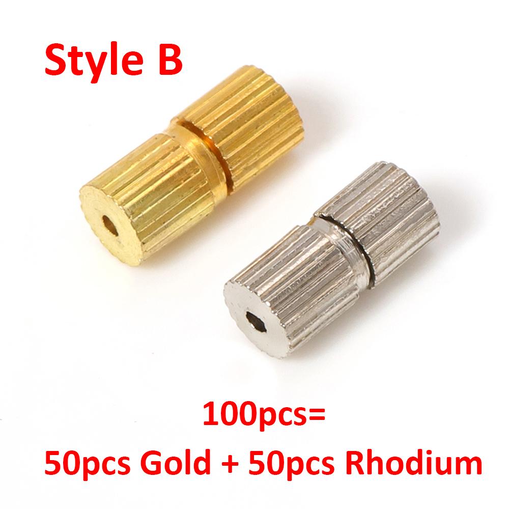 100pcs Cylinder Fasteners Buckles Closed Beading End Clasp Screw Clasps for DIY Bracelet Necklace Connectors Jewelry Making