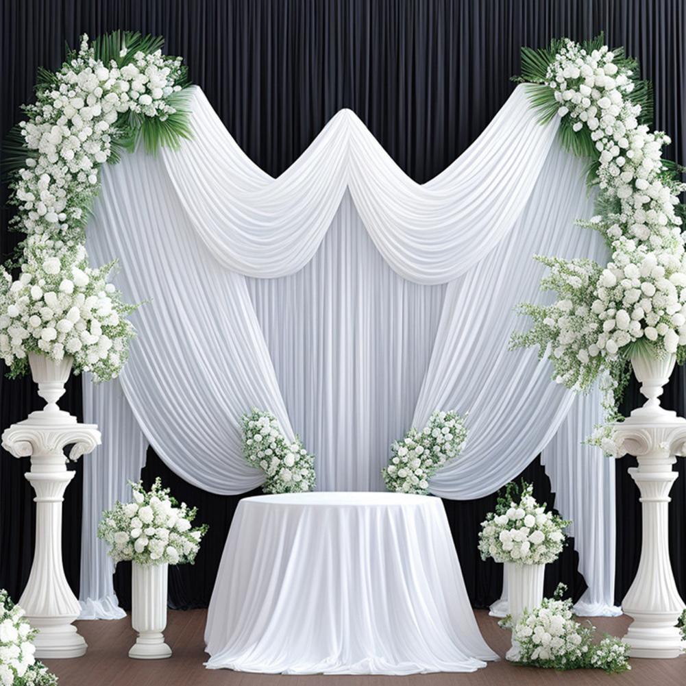Tenda Sfondo Bianca Resistente alle Pieghe Drappeggio Matrimoniale Tessuto Sfondo Nero con Tasca per Asta per Eventi Fotografici Feste