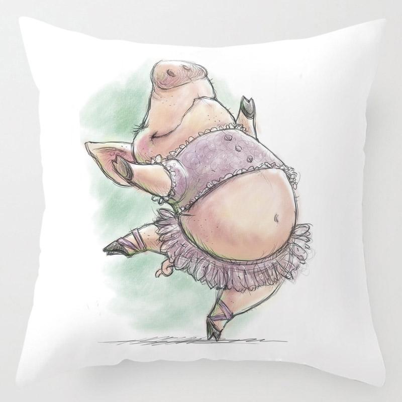 Children'S Room Decoration Cartoon Pillowcase Pet Animal Cushion Cover Rabbit Giraffe Lion Porcupine Bear Fox