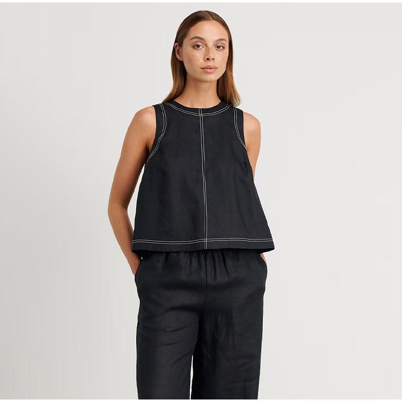 Solid Color Tank Top and Wide Leg Pant Sets Cotton Linen Summer Suit Casual Vest + Trouser Vacation Homwear Women Outfits 2025 New