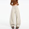 Women's Coffee Wide-Leg Jeans: Curved Cut, 2025 Fall/Winter, Loose, Slimming, Versatile, Floor-Length.