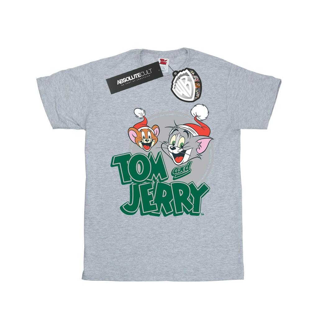 Tom and Jerry Womens/Ladies Christmas Greetings Cotton Boyfriend T-Shirt