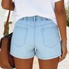 Damskie Kolorowe Jeansowe Szorty Stretch Slim Fit z Przetarciami