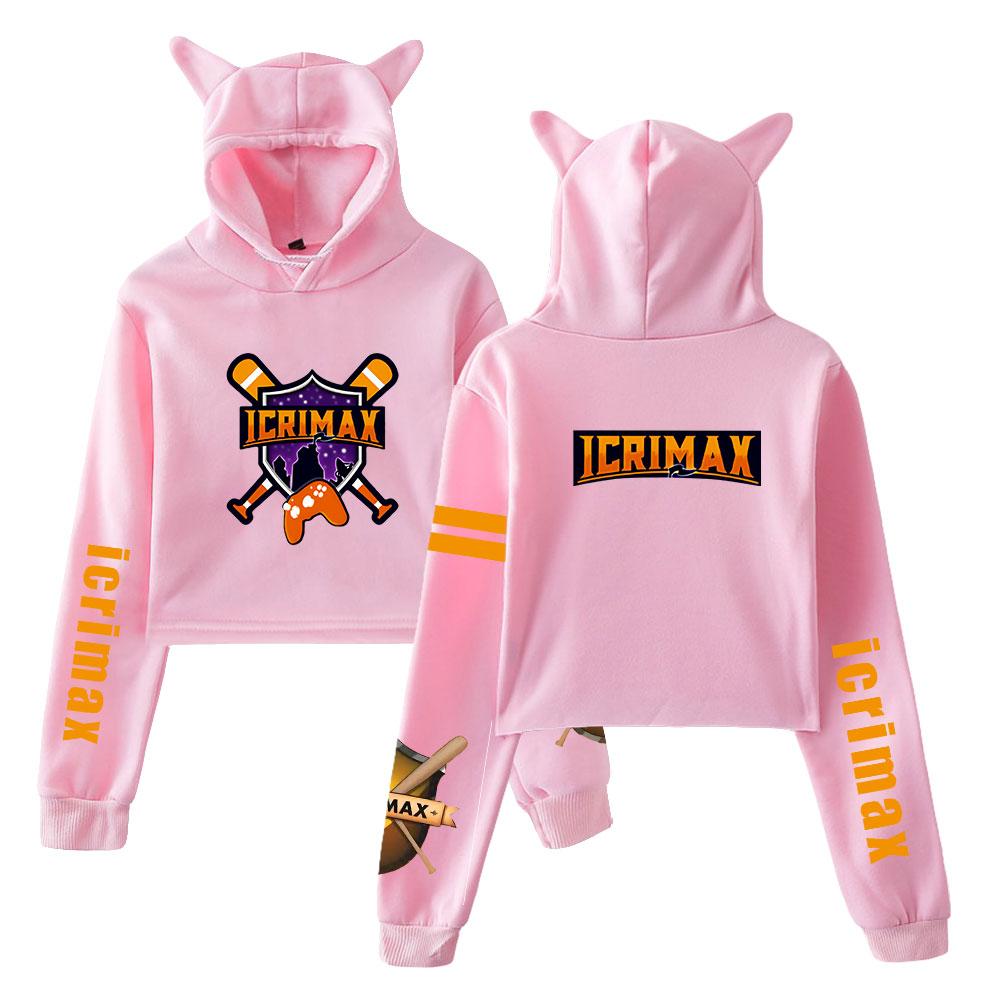 Short Hoodies Women Icrimax Printed Lady Sweatshirt Tracksuit Long Sleeve Female Cropped Top Fashion Korean Clothes Harajuku