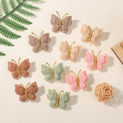 10pcs/set New Mini Butterfly Headgear Wool Braided Hair Clips Hairpin for Baby Girls Handmade Knitted Headwear Hair Accessories