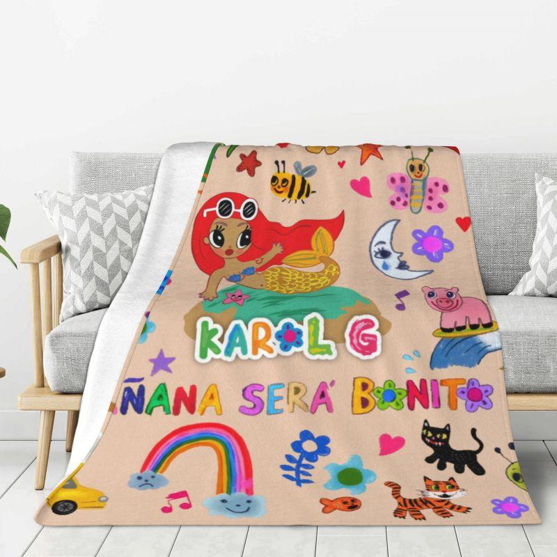 Custom Reggae Ainger Bichota Season Karol G Blankets Warm Flannel Throw Blanket for Bedding Travel Sofa