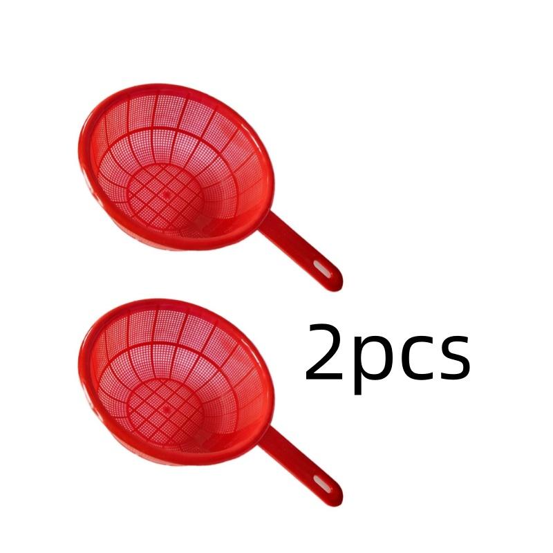 1/2Pcs Household Kitchen Plastic Vegetable Net Strainer Red Circular Rice and Fruit Wash Drainage Storage Basket With handle