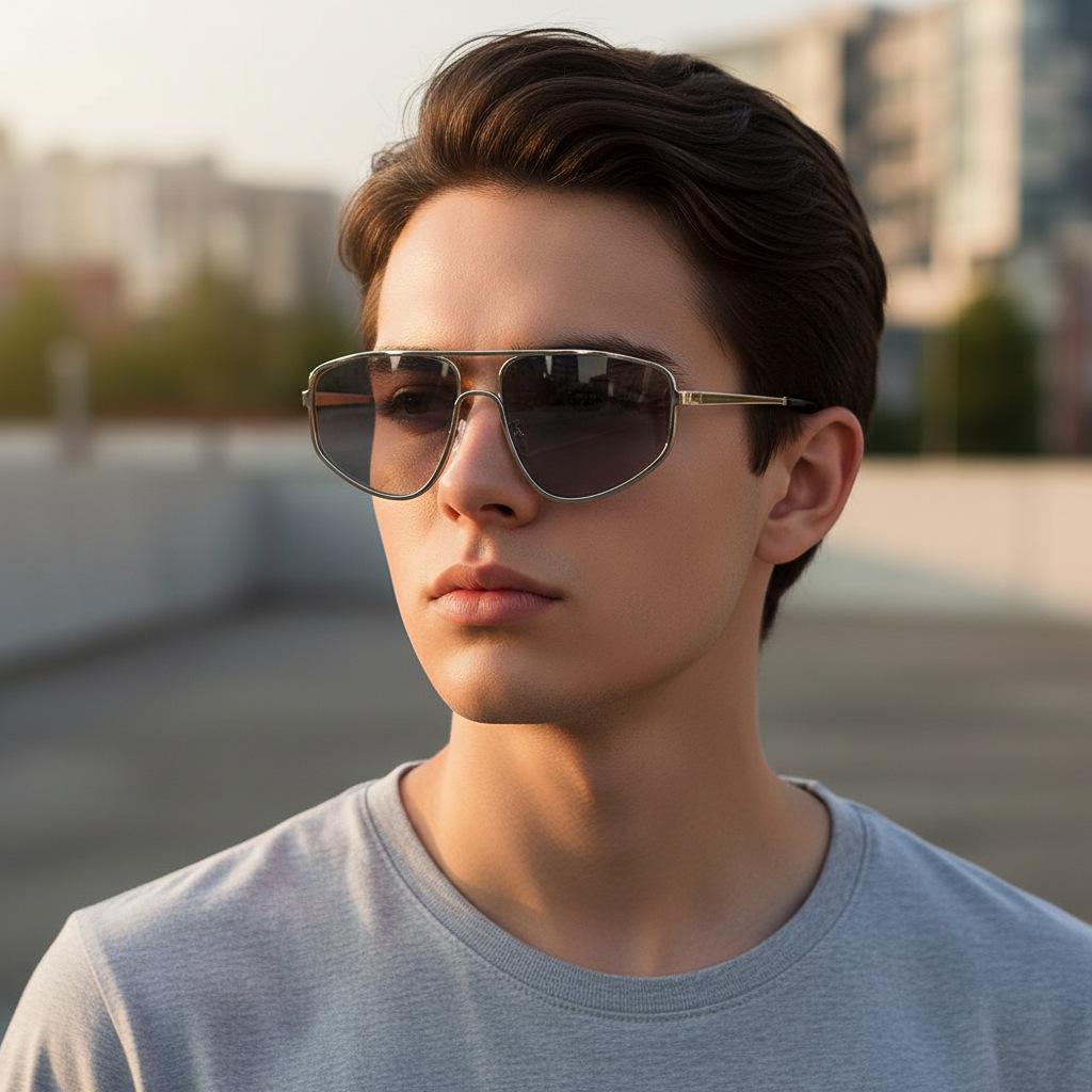 European and American fashion new double-beam metal retro sunglasses, personalized versatile street sunglasses, high-end trendy glasses