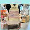 Blocked Color Simple Letter Pattern Student Backpack With Badge And Pendant