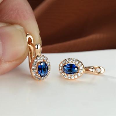 Pendientes de aro minimalistas de circonita ovalada en color dorado, pendientes con clip con piedra natal azul y roja, delicadas joyas para bodas