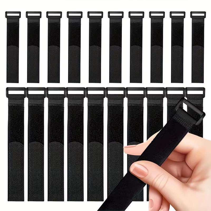 Reusable Black Nylon Hook and Loop Cinch Straps Adjustable Wire Fastener Cable Ties For Household Office Cord ArrangementStoragePinstriping Tape 3