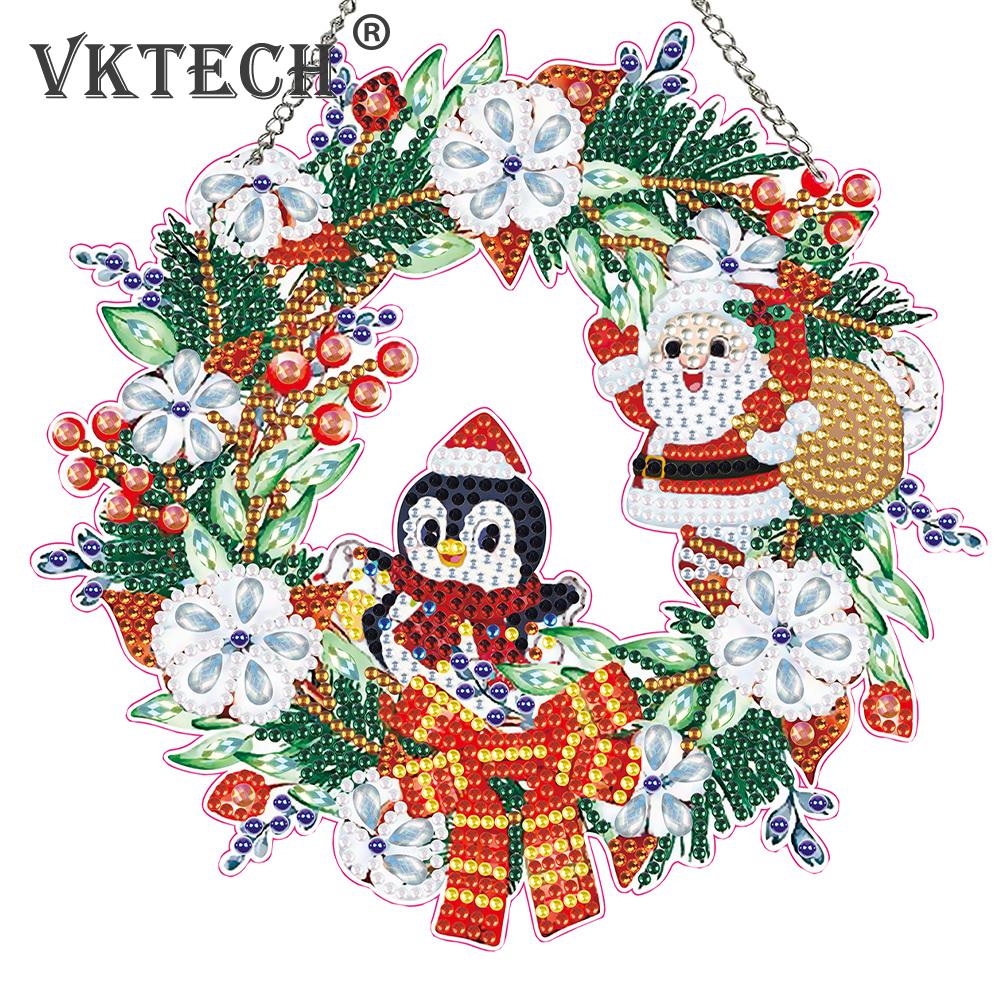 Special Shaped DIY Diamond Painting Wreath Ornament Christmas Decor Diamond Art Painting Garland Kit Bear Spot Drill Garland