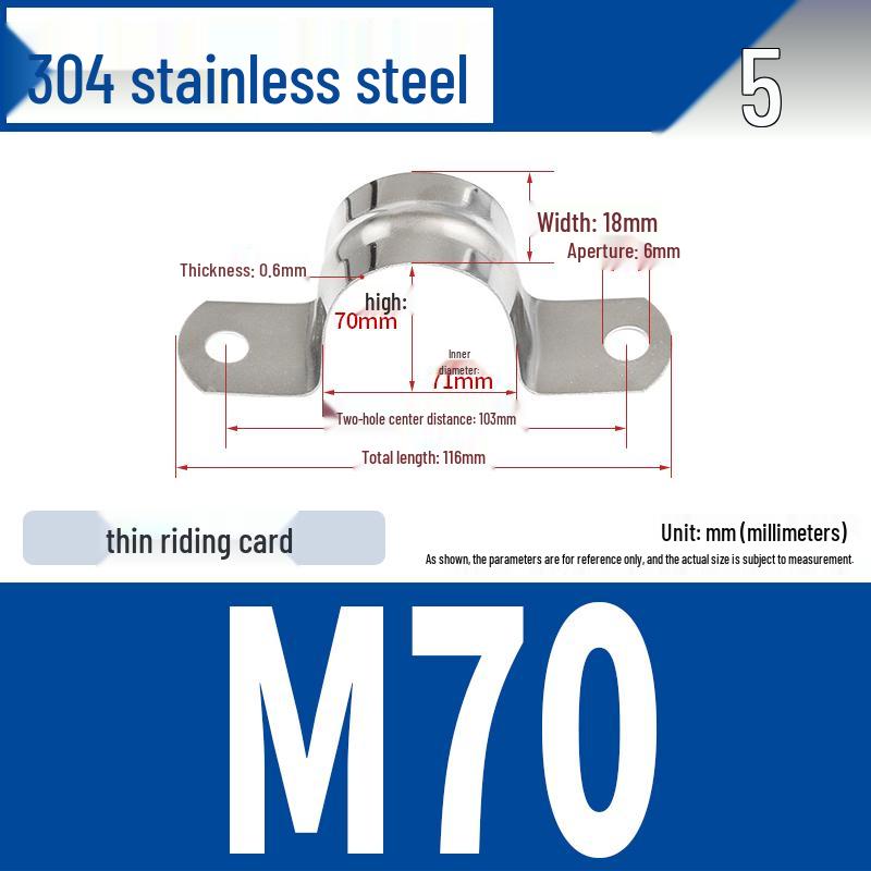 304 Stainless Steel U-Bolt Pipe Clamp Bracket - Pipe & Hose Clip Snap-on Hoop