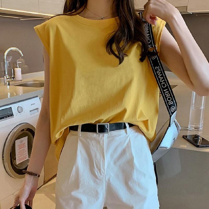 Ärmelloses Sommer-Westentop mit Rundhalsausschnitt und lockerer Passform für Damen – koreanischer Stil